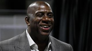 Magic Johnson, durante una rueda de prensa de Los Angeles Lakers.