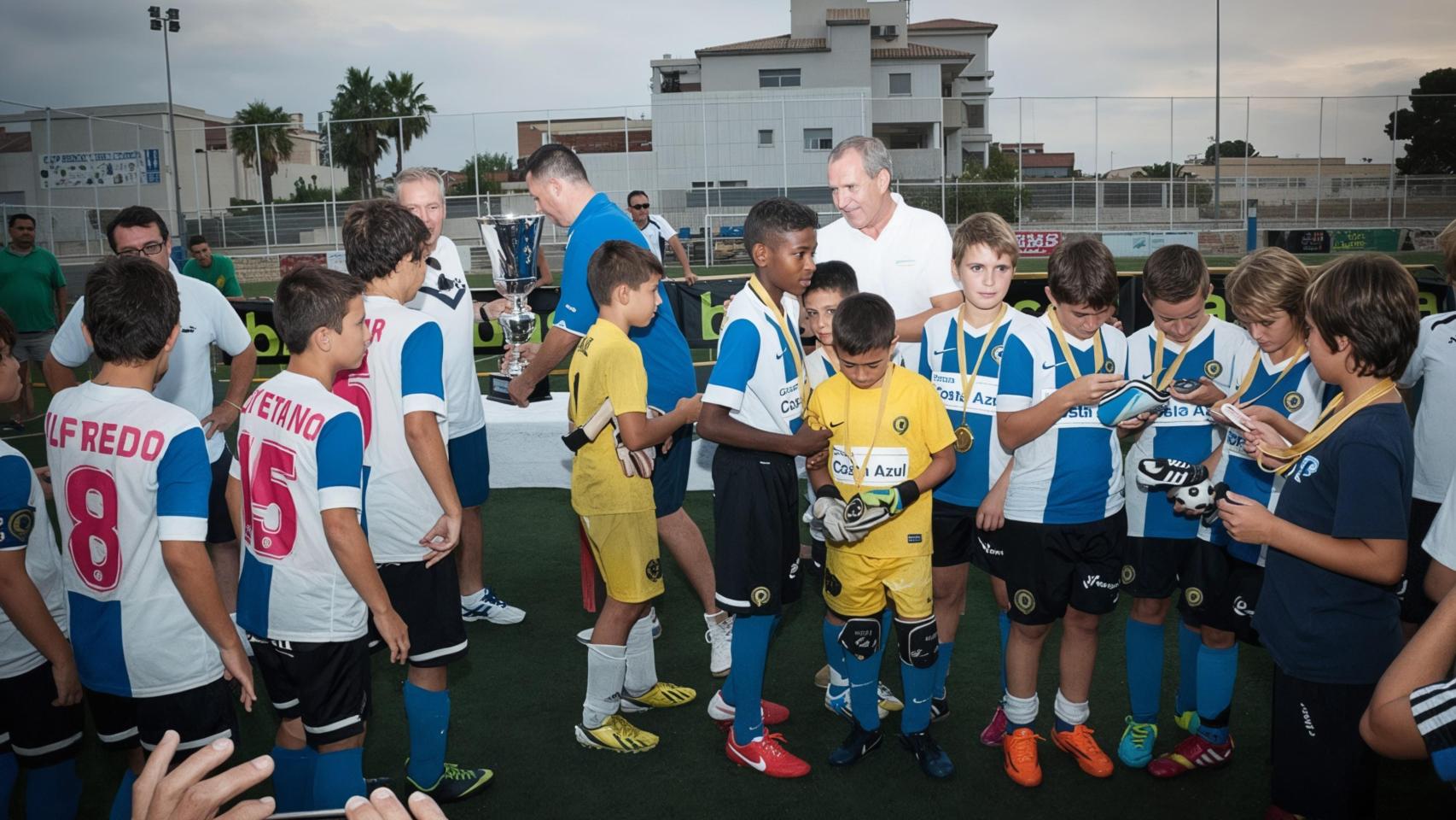 Mosquera recibe un premio de Manolo Jiménez.