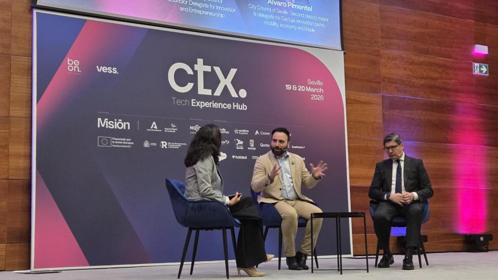 Ángel Niño y Álvaro Pimentel, este 20 de marzo durante la mesa 'De la política a la acción: dos ciudades, dos visiones en CTx Tech.