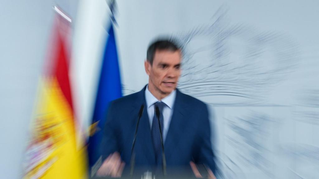 El presidente del Gobierno, Pedro Sánchez, comparece en Moncloa.