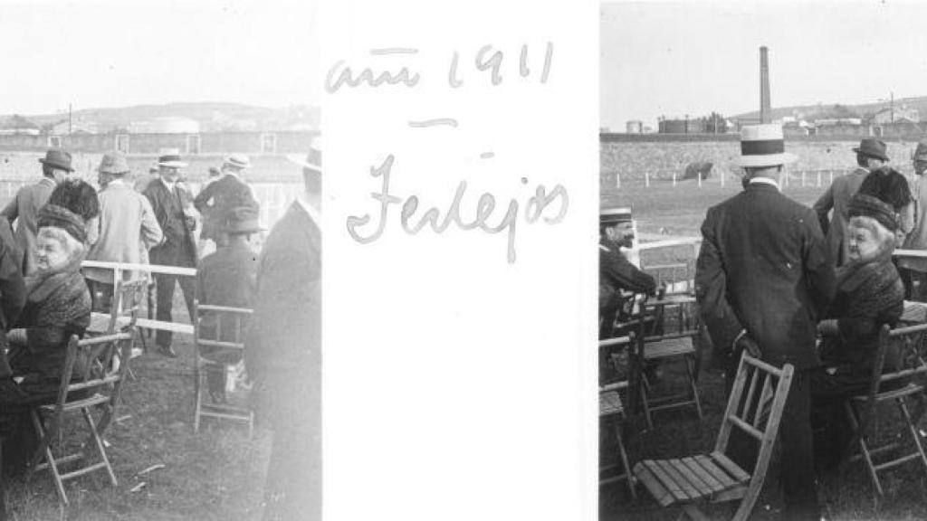 Emilia Pardo Bazán entre el público en el Corralón de A Gaiteira en 1911.