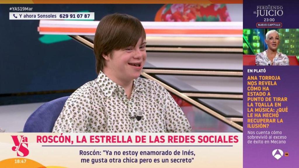 Roscón, en su entrevista con Sonsoles Ónega.