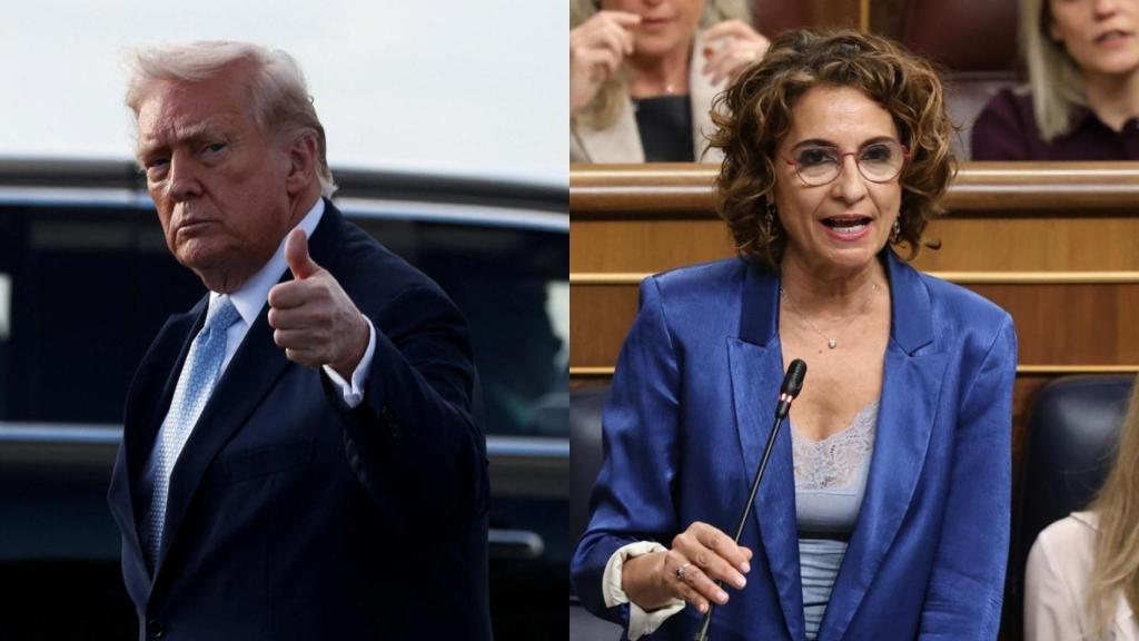 El presidente de Estados Unidos, Donald Trump, y la vicepresidenta del Gobierno, María Jesús Montero.