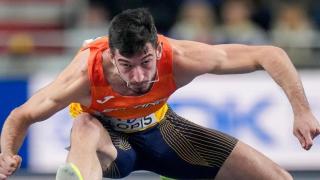 Quique Llopis, durante el Mundial de Atletismo de Torun.
