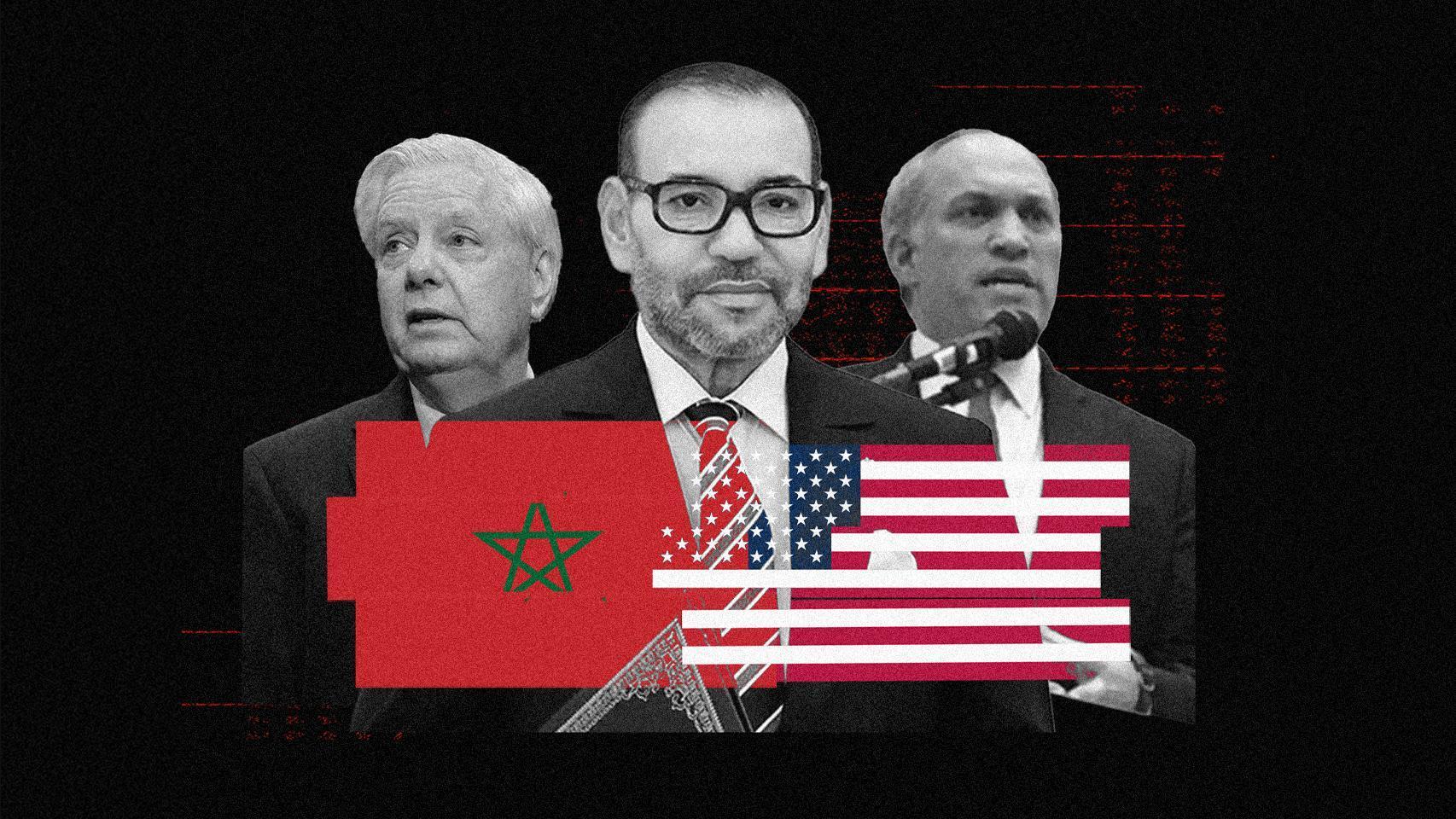 El senador Lindsey Graham, el rey Mohamed VI y el trumpista Michael Rubin.