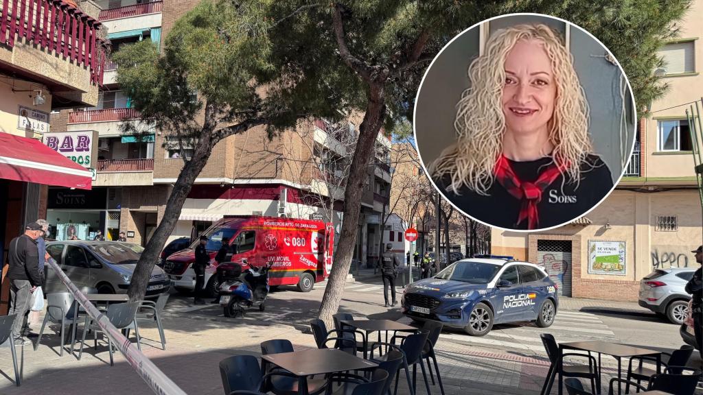 El lugar del crimen machista y una foto de la victima.