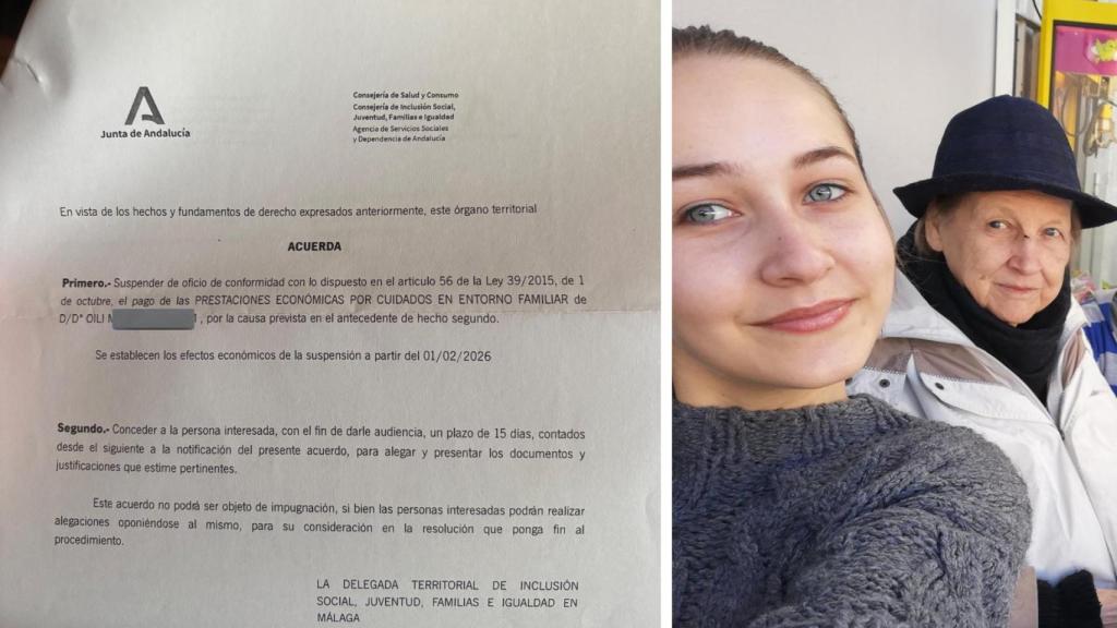 Una imagen de Sheila y su abuela, junto a la carta recibida.