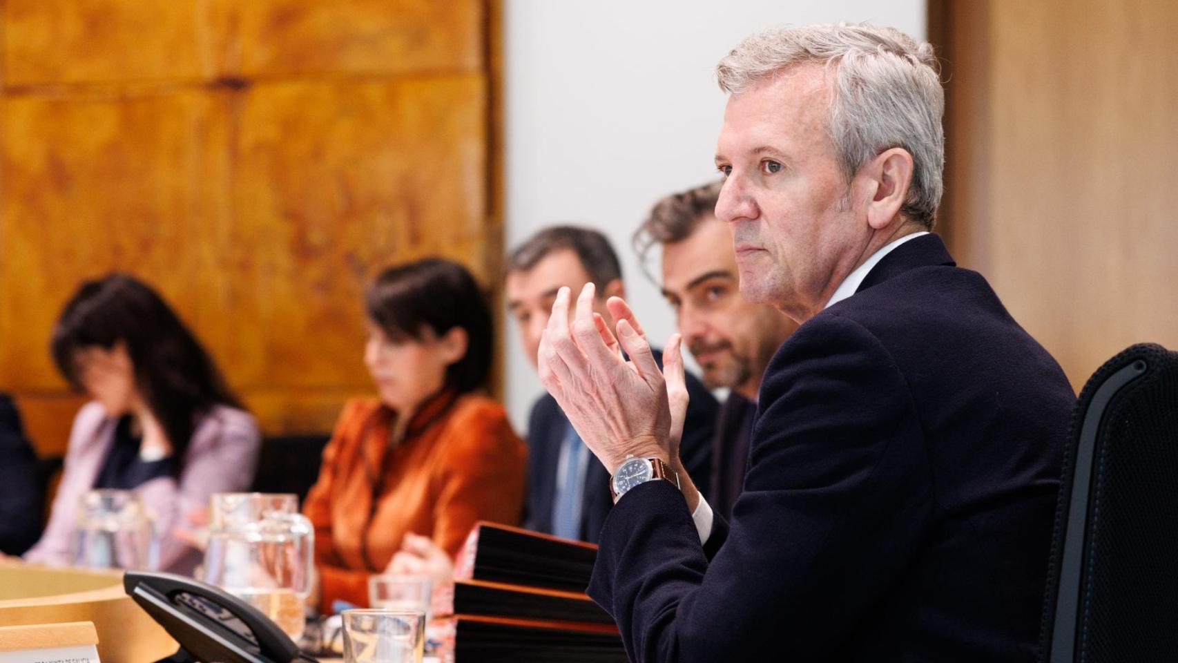 El presidente de la Xunta, Alfonso Rueda, durante el Consello da Xunta de este lunes.