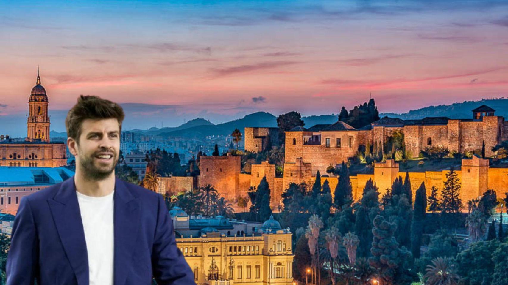 Montaje de Piqué y la ciudad de España donde construyó el hotel.
