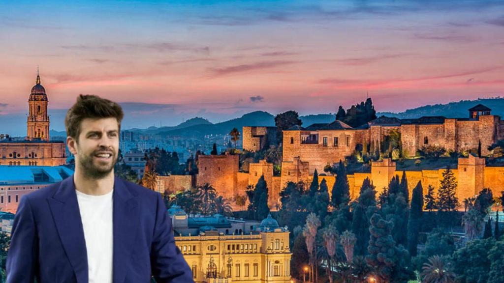 Montaje de Piqué y la ciudad de España donde construyó el hotel.