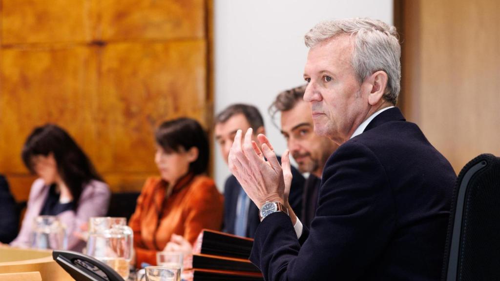 El presidente autonómico, Alfonso Rueda, preside la reunión del Consello da Xunta