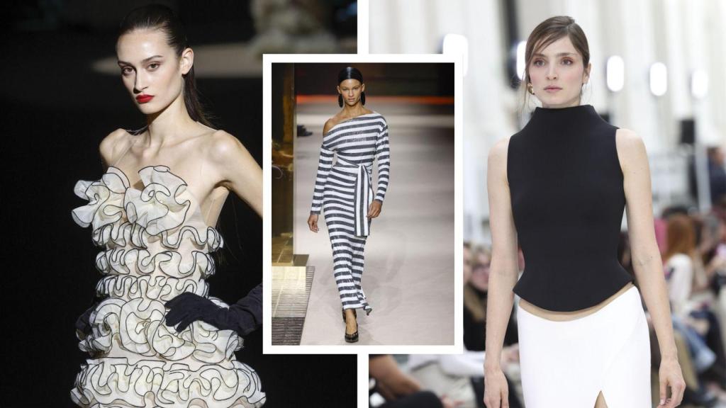 El blanco y el negro de vuelta sobre las pasarelas de moda en Madrid.