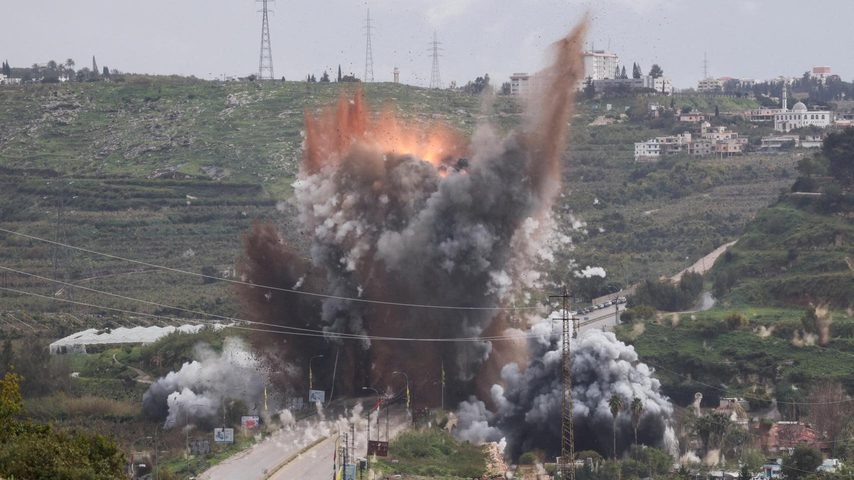 Israeli attack on a bridge in Lebanon.