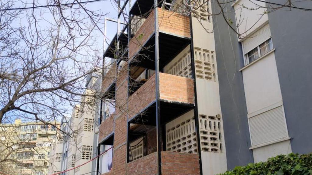 Imagen de las obras en el bloque viviendas.