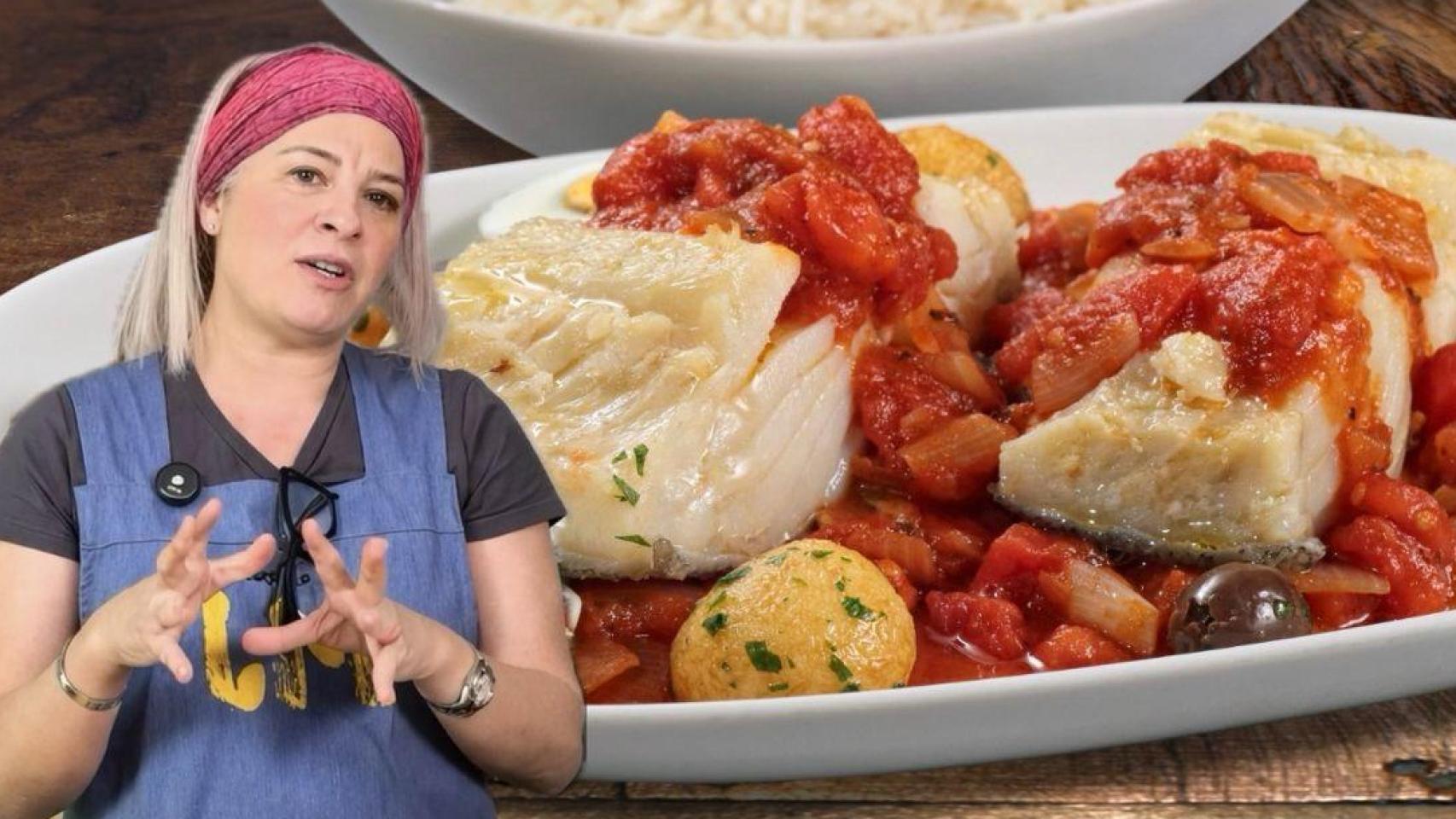 María José junto a un plato de bacalao ajoarriero.