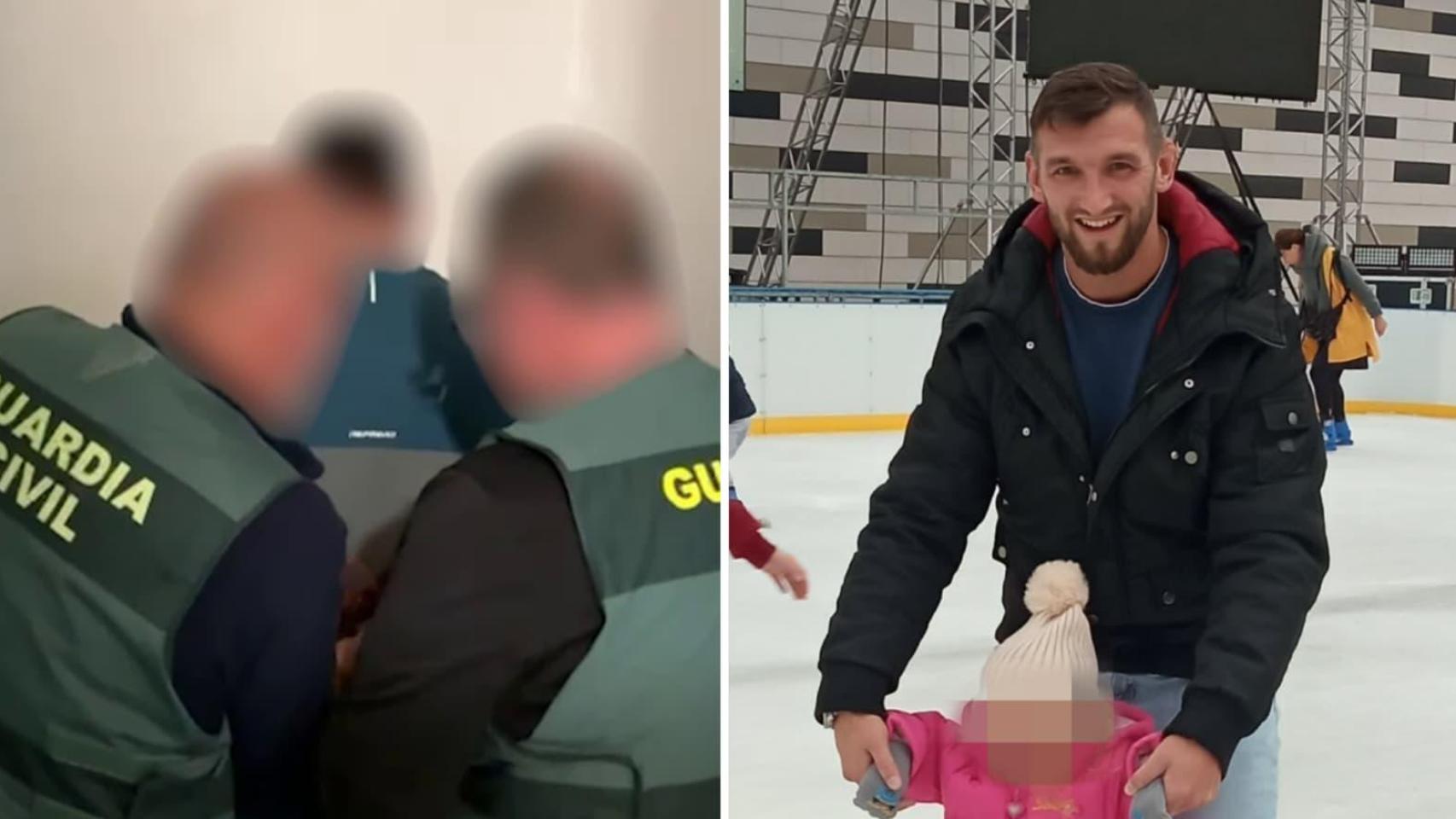 Agentes de la Guardia Civil con el presunto asesino y la víctima, Michal Malý.