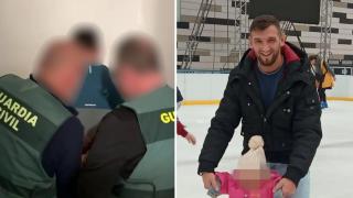 Los agentes de la Guardia Civil con el sospechoso y la víctima, Michal Malý.