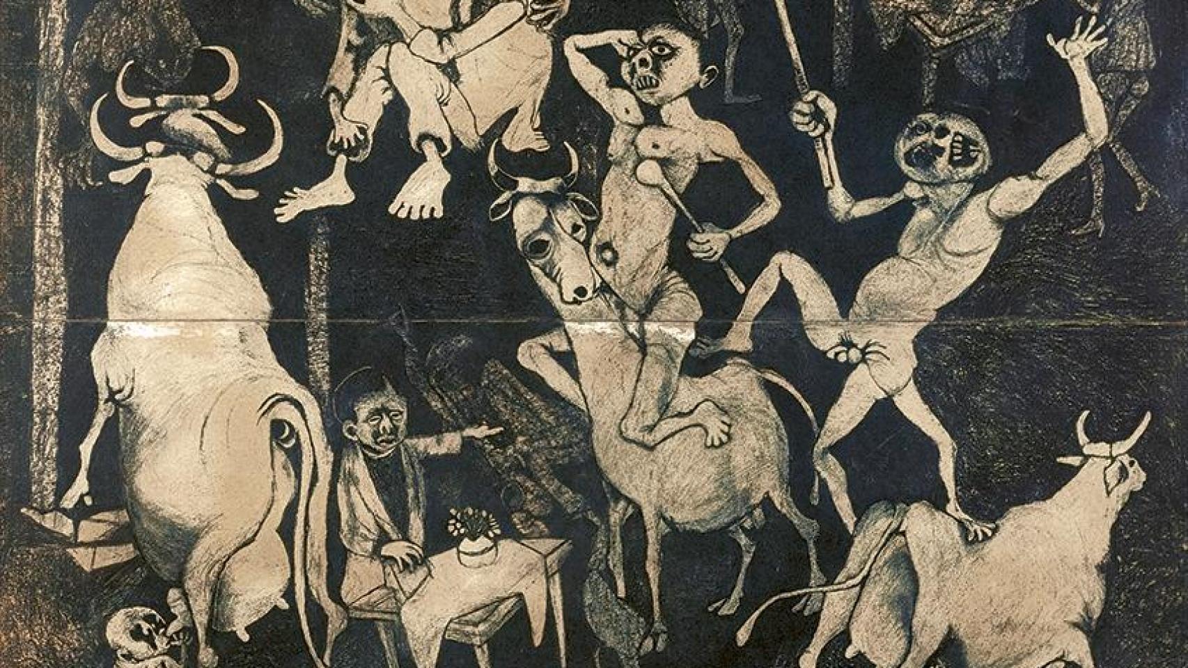 Dumile Feni: ' African Guernica [Guernica africano]' (fragmento), 1967. Foto:  National Heritage and Cultural Studies Centre, University of Fort Hare. © Estate Dumile Feni and Dumile Feni Family Trust