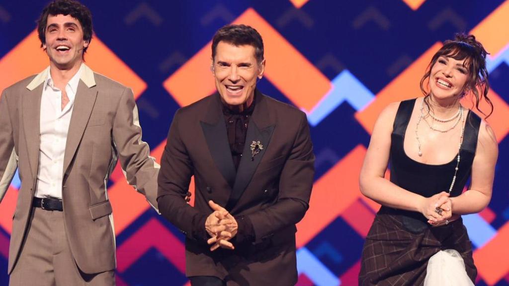 Javi Ambrossi, Jesús Vázquez e Inés Hernand, presentadores del Benidorm Fest 2026.