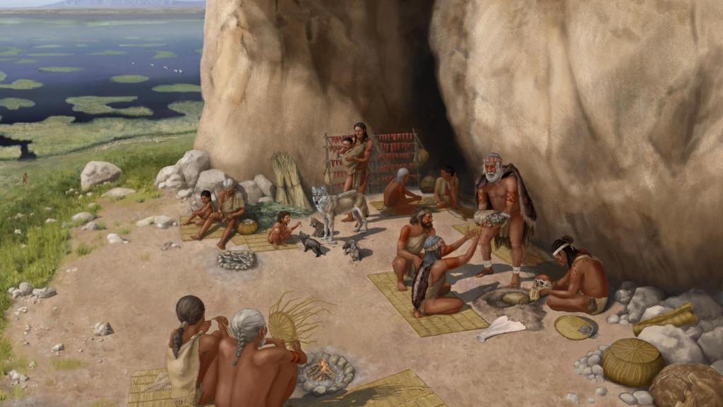 Artistic reconstruction of Pınarbaşı c. 15,800 years ago based on evidence from archaeological excavations by University of Liverpool.
