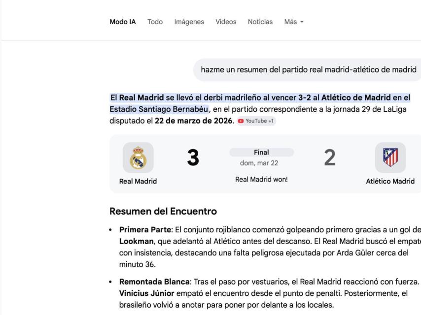 Captura de pantalla de la IA de Google.