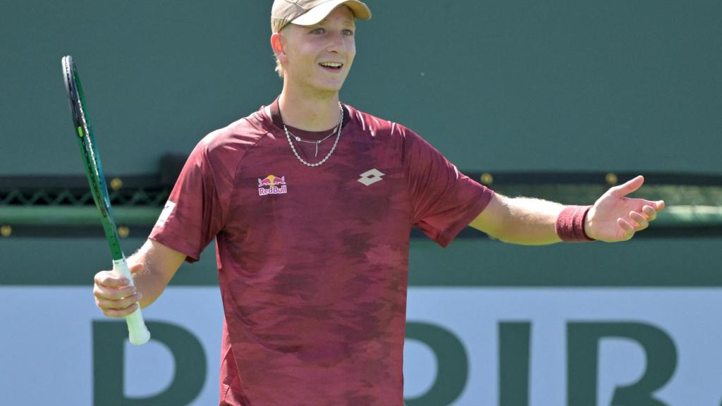 Martín Landaluce celebra una victoria en el Masters 1.000 de Miami.