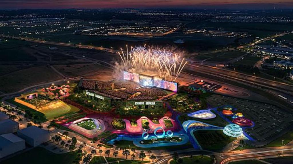 Render del futuro Estadio Shakira en el Iberdrola Music.