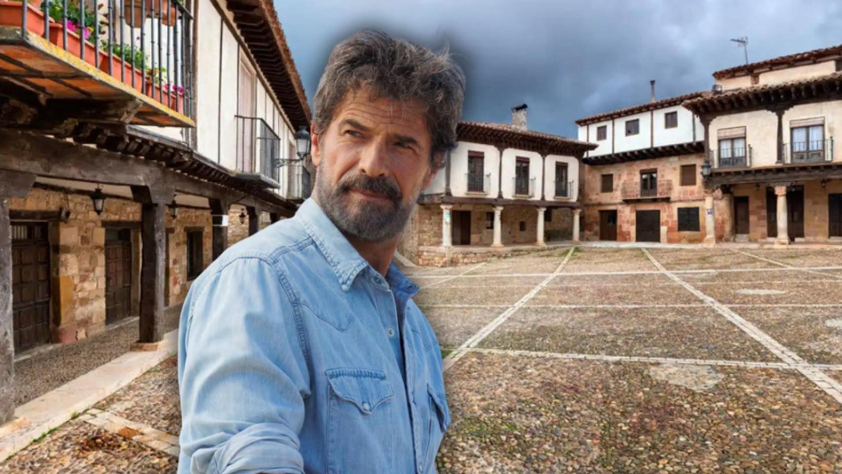 Rodolfo Sancho y la plaza de Atienza en un montaje.