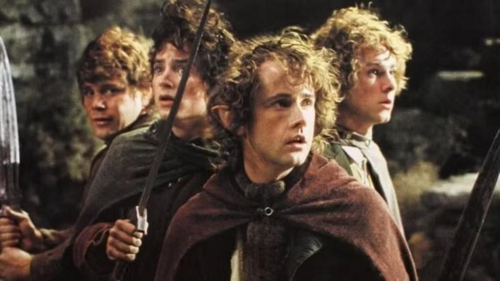 Sam, Frodo, Pippin y Merry, en la trilogía de Jackson