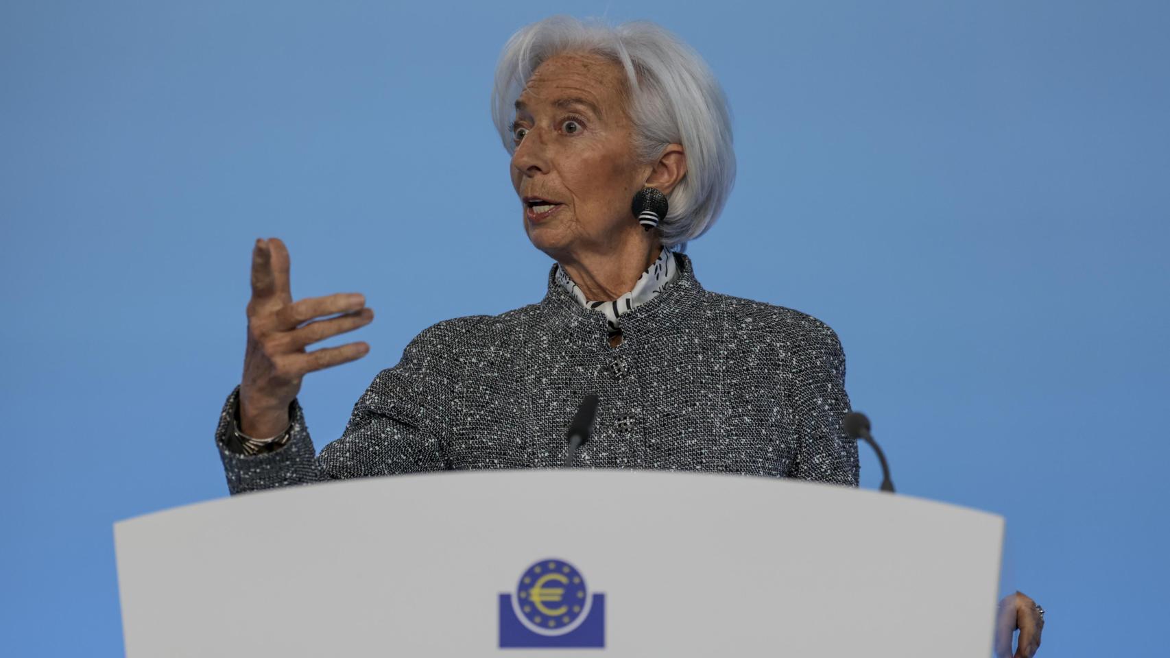 La presidenta del BCE, Christine Lagarde, durante una rueda de prensa.