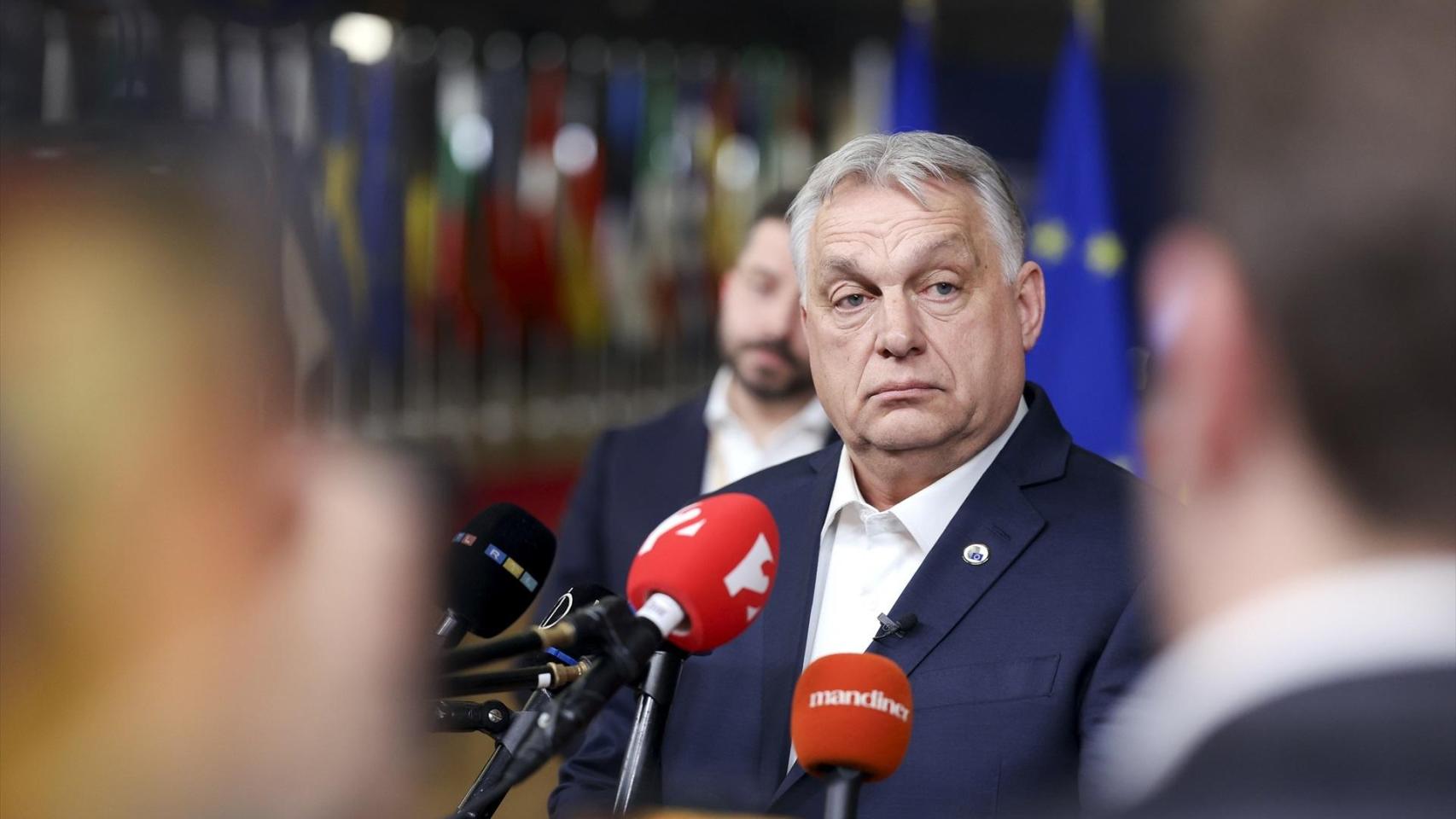 El primer ministro de Hungría, Viktor Orbán, al término del Consejo Europeo el pasado día 20 de marzo.