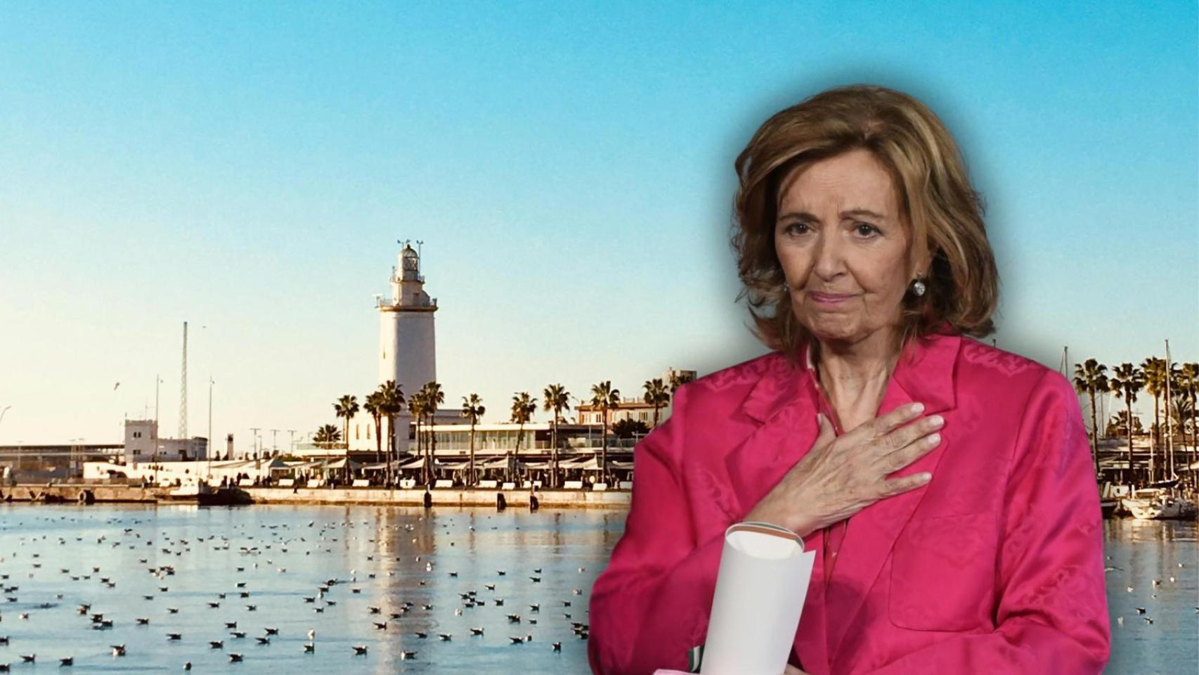 María Teresa Campos y una imagen de Málaga en un montaje de JALEOS.