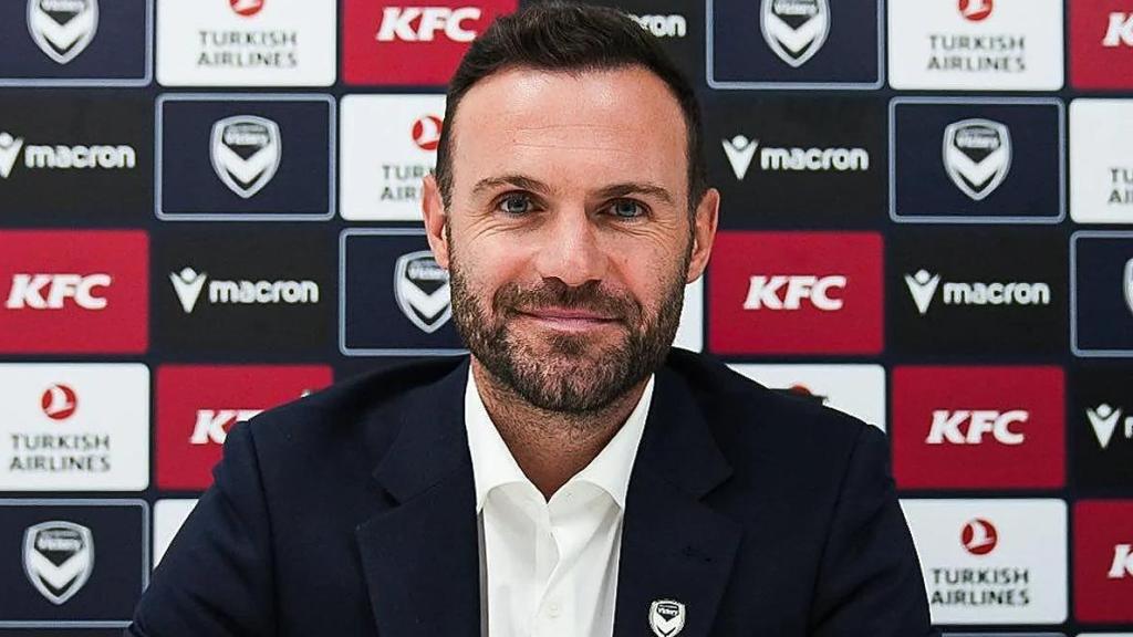 Juan Mata, el día de su presentación como nuevo jugador del Melbourne Victory Football Club.