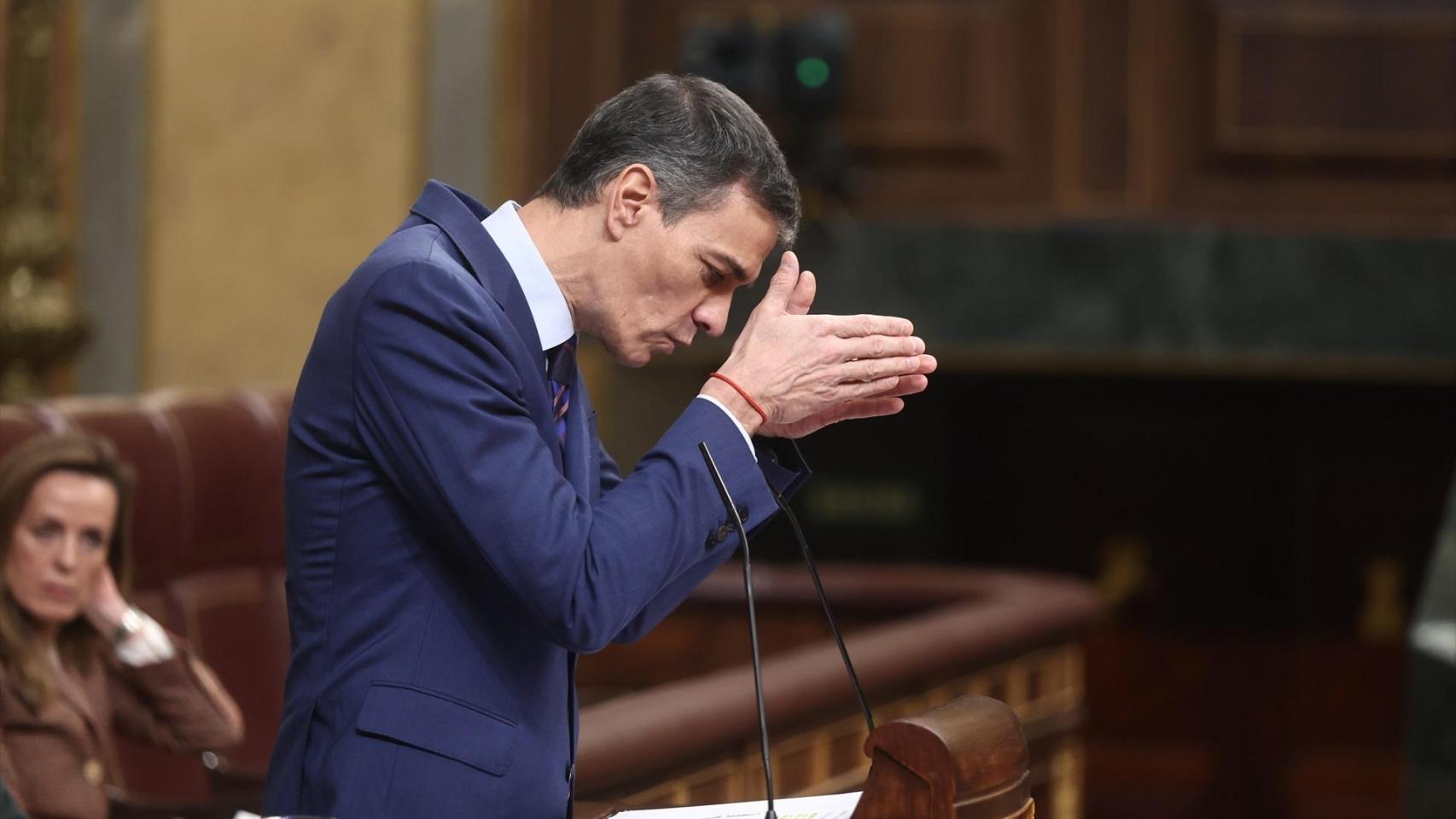 Pedro Sánchez, durante el debate de este miércoles en el Congreso de los Diputados.