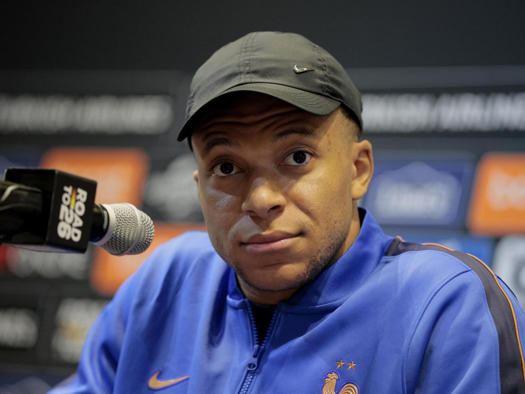 Kylian Mbappé, en la rueda de prensa de la selección francesa.