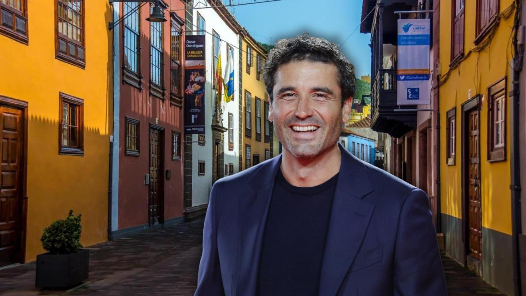 Álex García y una calle de San Cristóbal de la Laguna en un montaje.