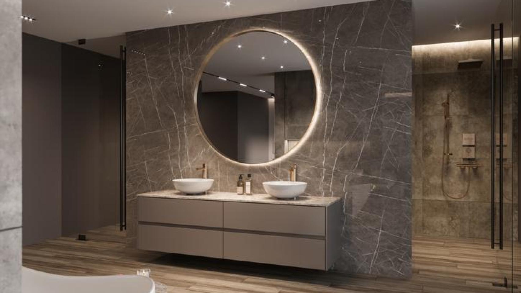 Lujoso baño con ducha italiana