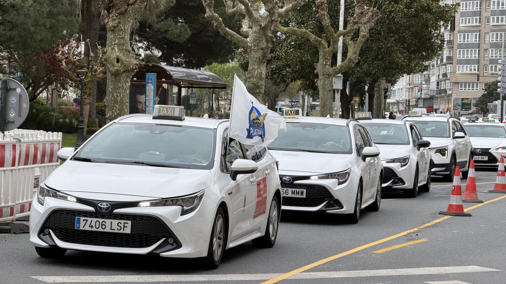 Manifestación del taxi en A Coruña el 25 de marzo.