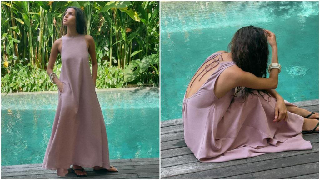 Vestido midi fluido de Zara. Ref: 4772/370/677
