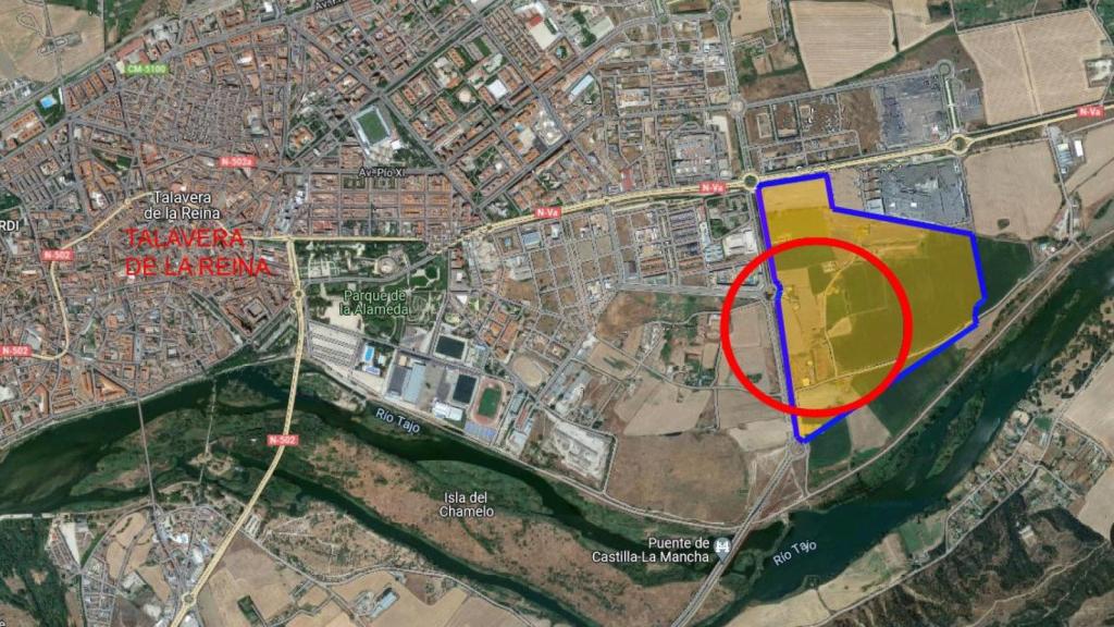 Ubicación del suelo residencial urbanizable que sale a subasta en Talavera de la Reina.