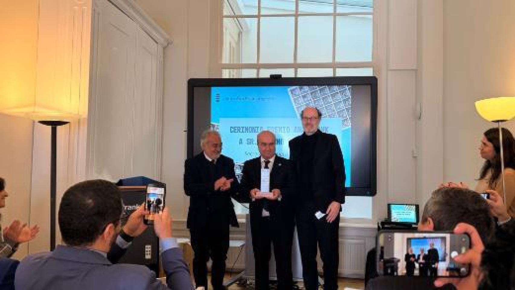 Mariano Jabonero durante la entrega del premio