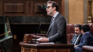 El ministro de Economía, Carlos Cuerpo, durante el debate parlamentario de este jueves en el Congreso.
