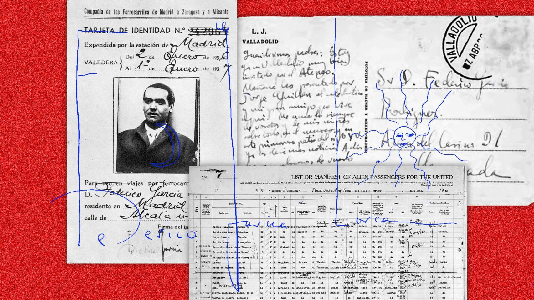 Algunos de los documentos que incluye la correspondencia entre Lorca y su familia en el libro 'No te olvides de escribir' (Akal).