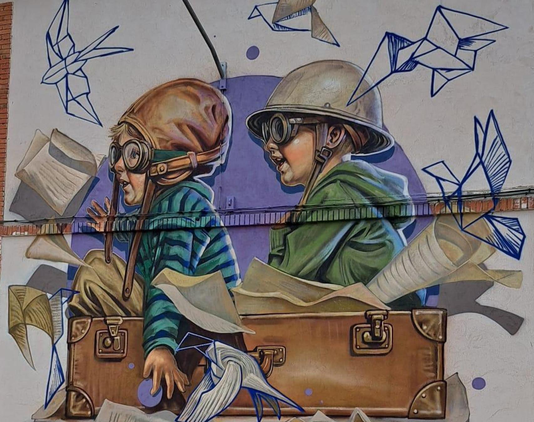 El mural pintado en una fachada de la localidad toledana.