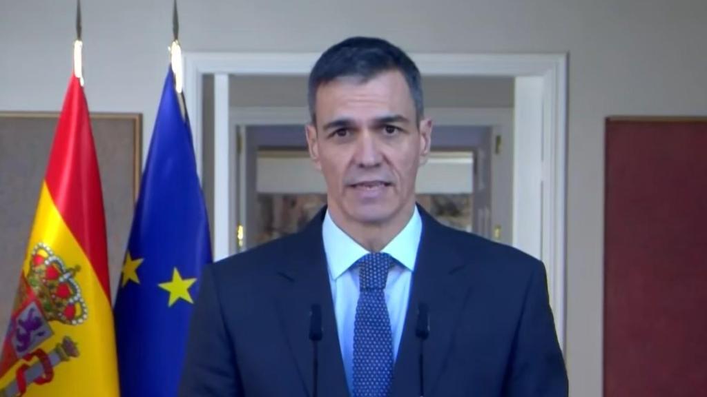 El presidente del Gobierno, Pedro Sánchez, durante el anuncio