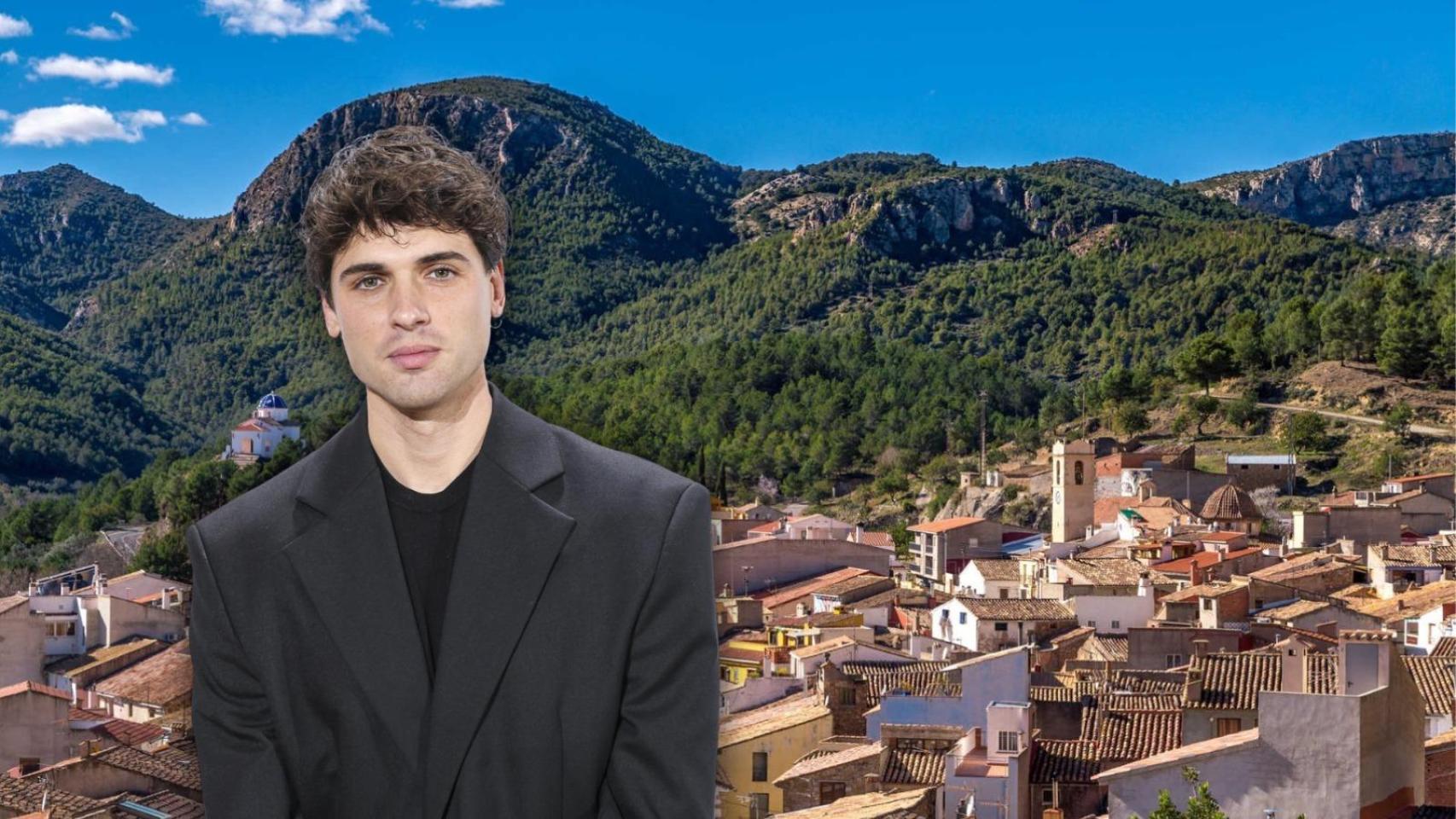 Daniel Illescas y el pueblo de su abuela en Castellón en un montaje.