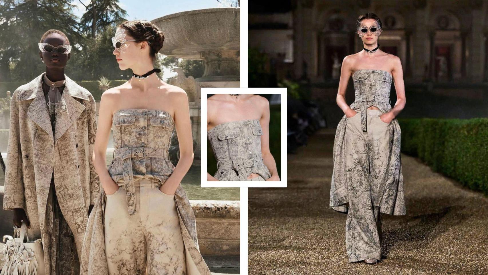 'Denim couture' en el desfile Dior Crucero 2026.