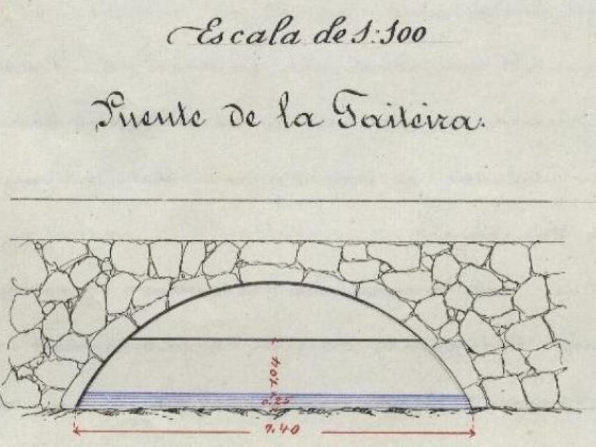 Alzado del puente de la Gaiteira. Vila y Algorri, Eduardo, 1911.