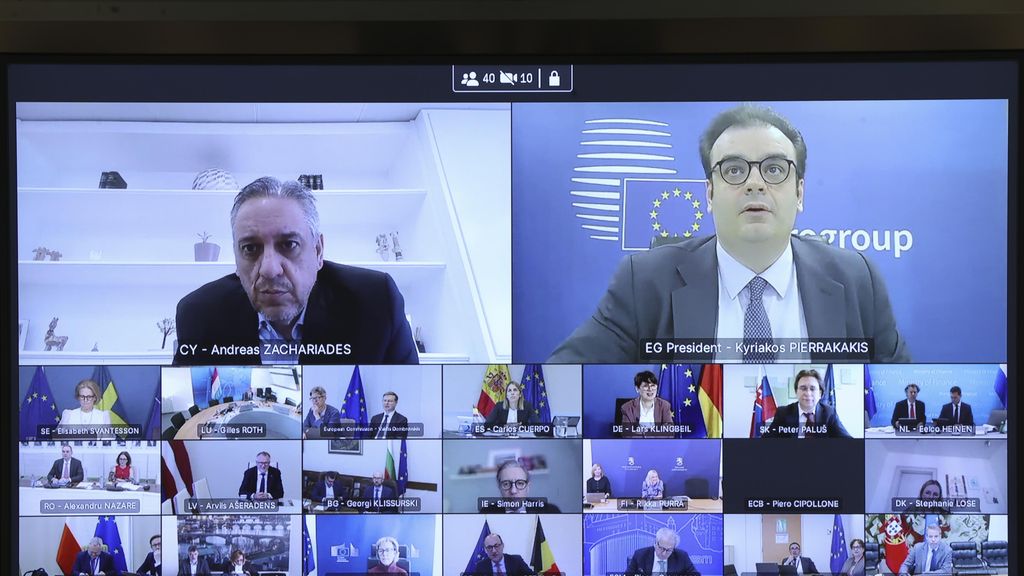 El Eurogrupo tendría que haberse celebrado en Chipre pero al final ha sido por videoconferencia por la guerra de Irán