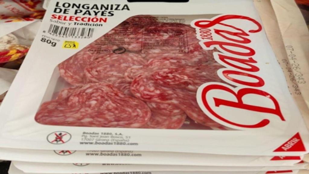 Longaniza de Payés Selección de la marca Boadas 1880. Adjuntada en la nota de prensa de la AESAN.